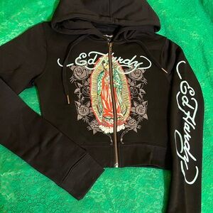 Ed Hardy Black Hoodie with Colorful Graphic